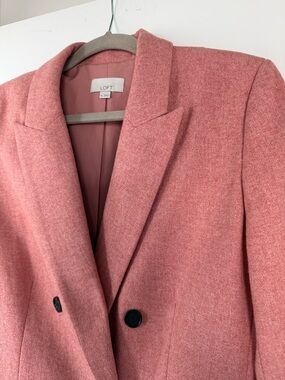 LOFT Rose Pink Double-Breasted Blazer Jacket